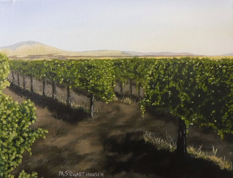 "Monty"
Spent the day harvesting grapes for Cavaletti Vinyards in the high desert region in Southern California and did a little painting as well.